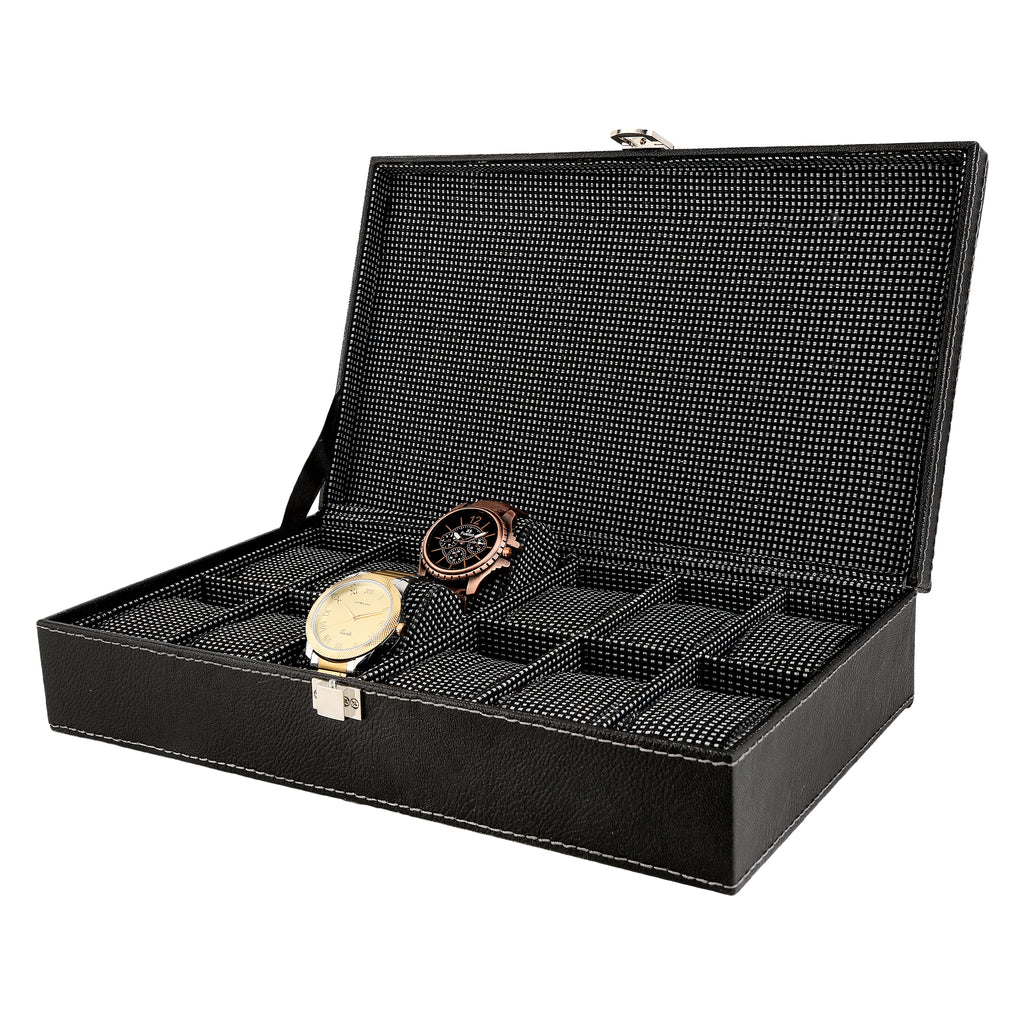 Anything & Everything Watch Box | Watch Case | Watch Holder | Watch Organizer - Holds 12 Watches (BLACK)