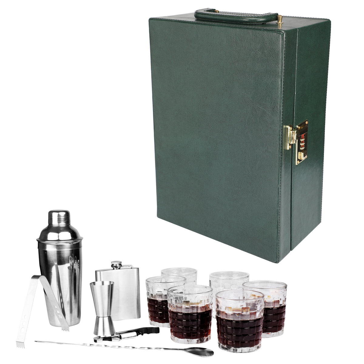  Telconi 3 Glass Black Portable Travel Bar Set with Whiskey  Glasses , Leatherette Bar Set , Bar Accessories , Bar Set For Picnic, bar  Set for Travel, Bar Set for car