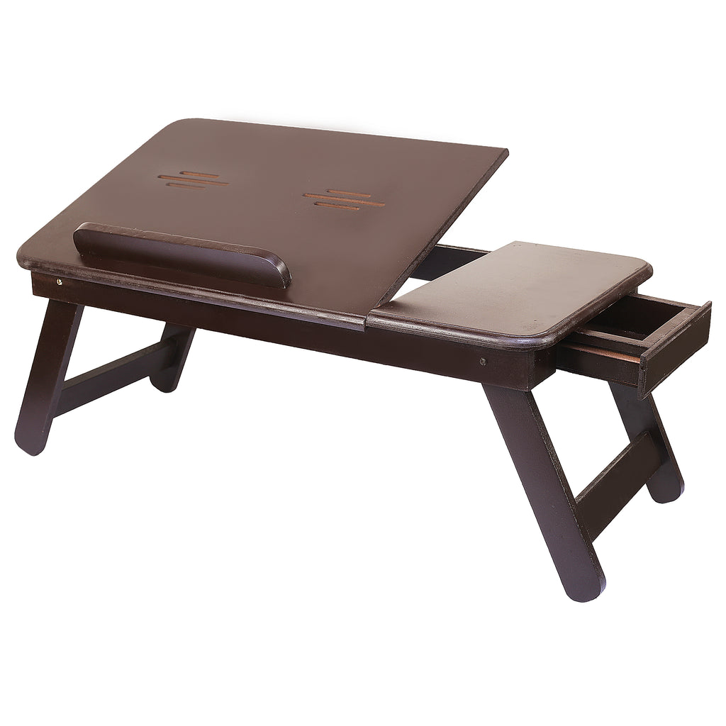 Anything & Everything Wooden Portable Laptop Table | Table Mate | Multipurpose Foldable Laptop Table with Drawer | Foldable Study Table (Brown)