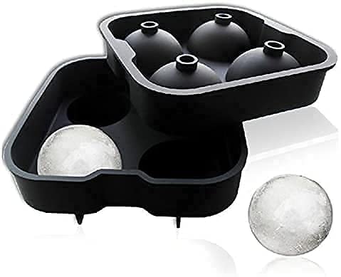 Anything & Everything Silicone 4 Round Ball Ice Cube Tray Maker Mould, Ice Ball Makers for Fridge
