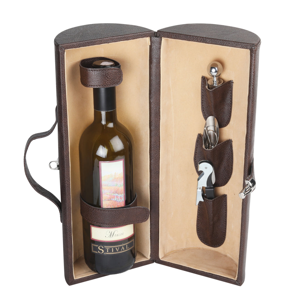 Anything & Everything Wine Box Set, Wine Box for Gifting, Wine Case, Wine Accessories Set (Brown)