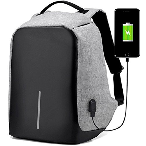 Anything & Everything Anti-Theft Water Resistant Travel Backpack Suitable for Laptop, Camera, College Bag (with USB Charging Point) - Grey (47cm)