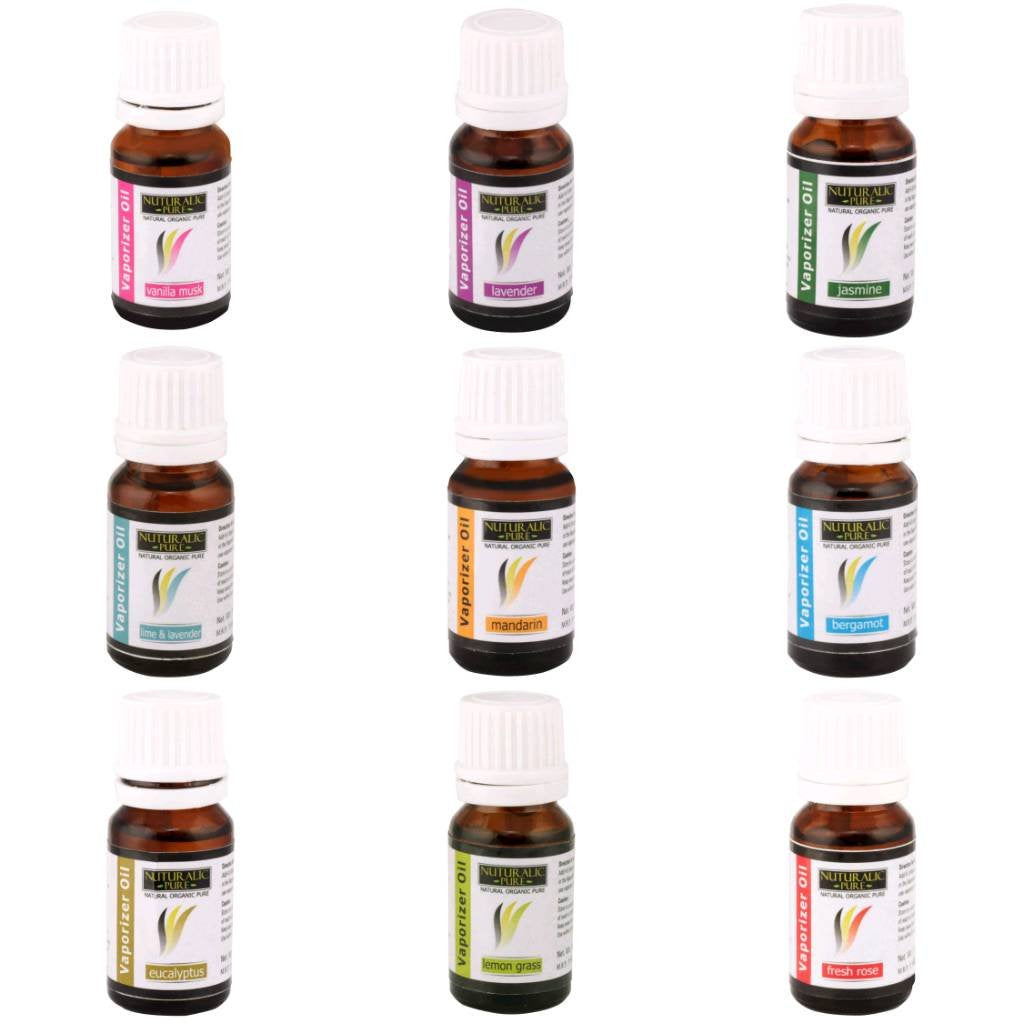Naturalic Pure Pack of 9 Aroma Oils Diffuser 100% Pure Essential Oils
