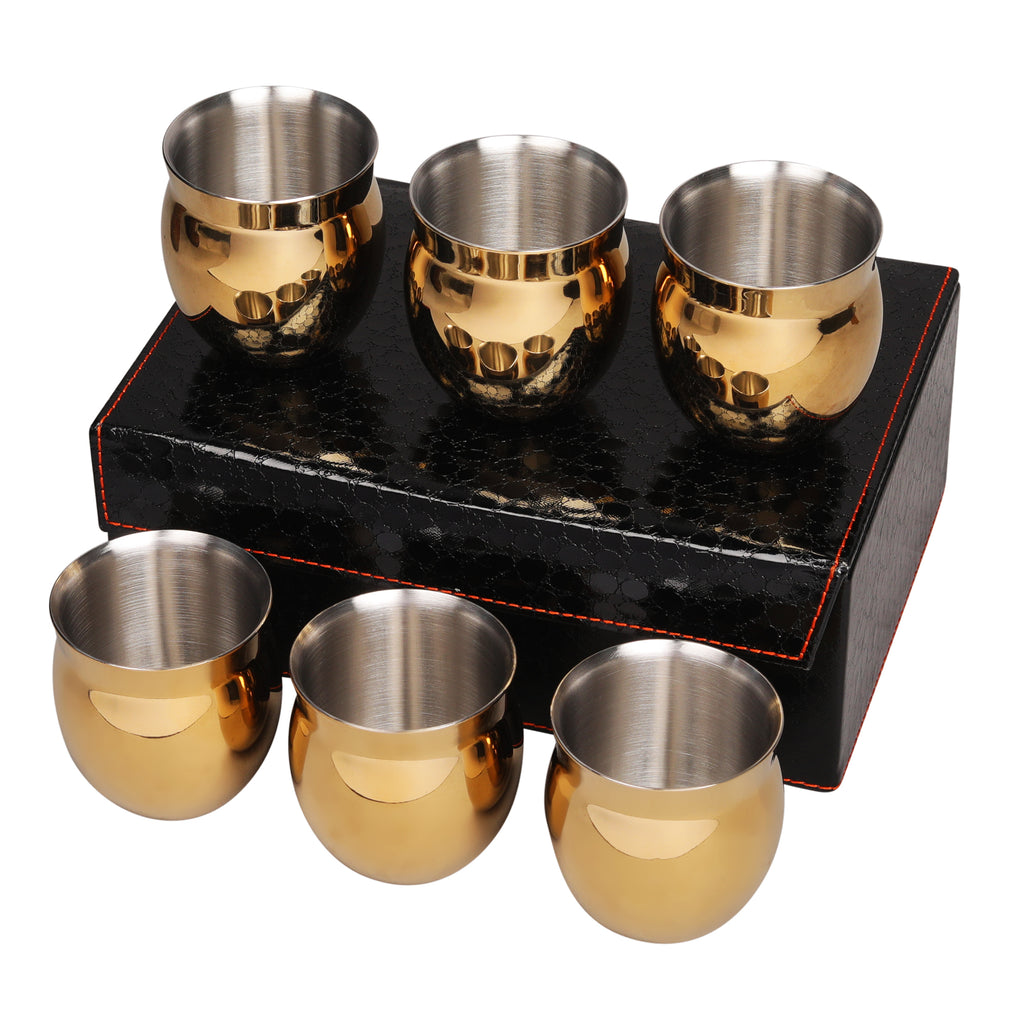 Anything & Everything Stainless Steel Kulhad Design Tea Cup 200ml Set with Box Elegant and Durable Drinkware Suitable for Home & Kitchen, Amazing Gift Item (Set of 6)