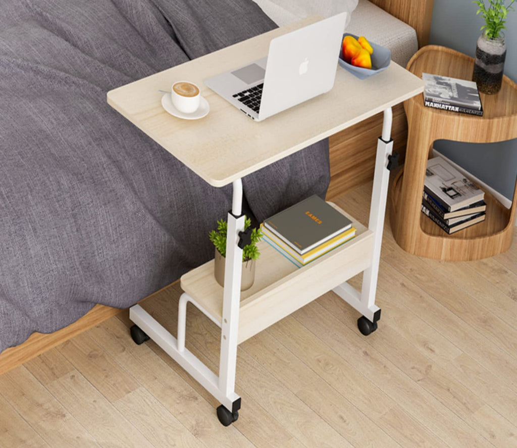 Anything & Everything Wooden Adjustable Computer Desk, 80 cm x 40 cm, with Wheels