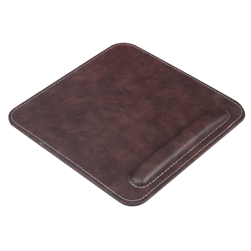 Anything & Everything Vegan Leather Mouse Pad with Wrist Rest, Non-Slip Backing, Waterproof, Stitched Edge, Handmade, Eco-Friendly (Pack of 1) (Brown)