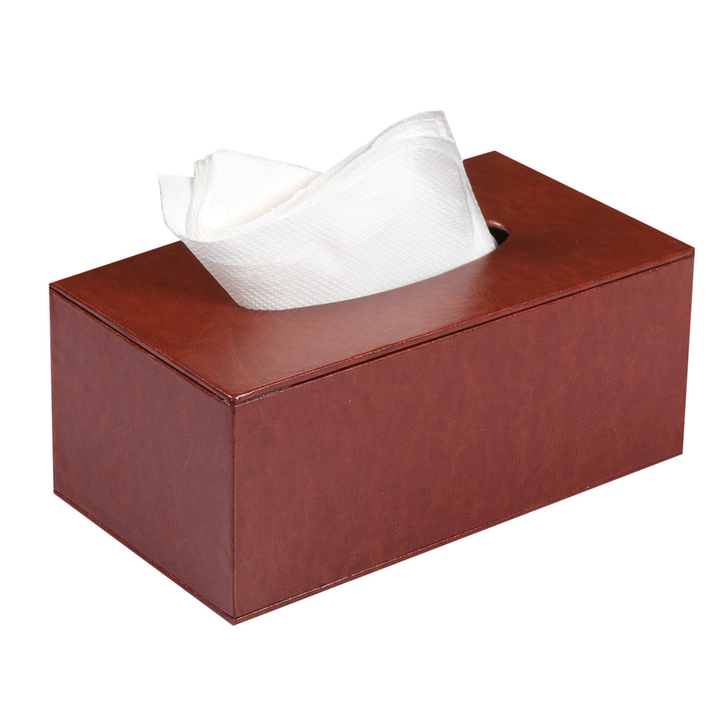 Anything & Everything Faux Leather Tissue Box Holder, Napkin Holder Box for Home and Car - Brown