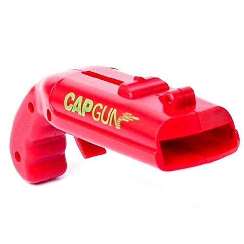 Anything & Everything Flying Cap Launcher Bar Tool Cap Gun Launcher Shooter Bottle Opener, Creative Cap Gun Toy for Home Party Bar Game (Red)
