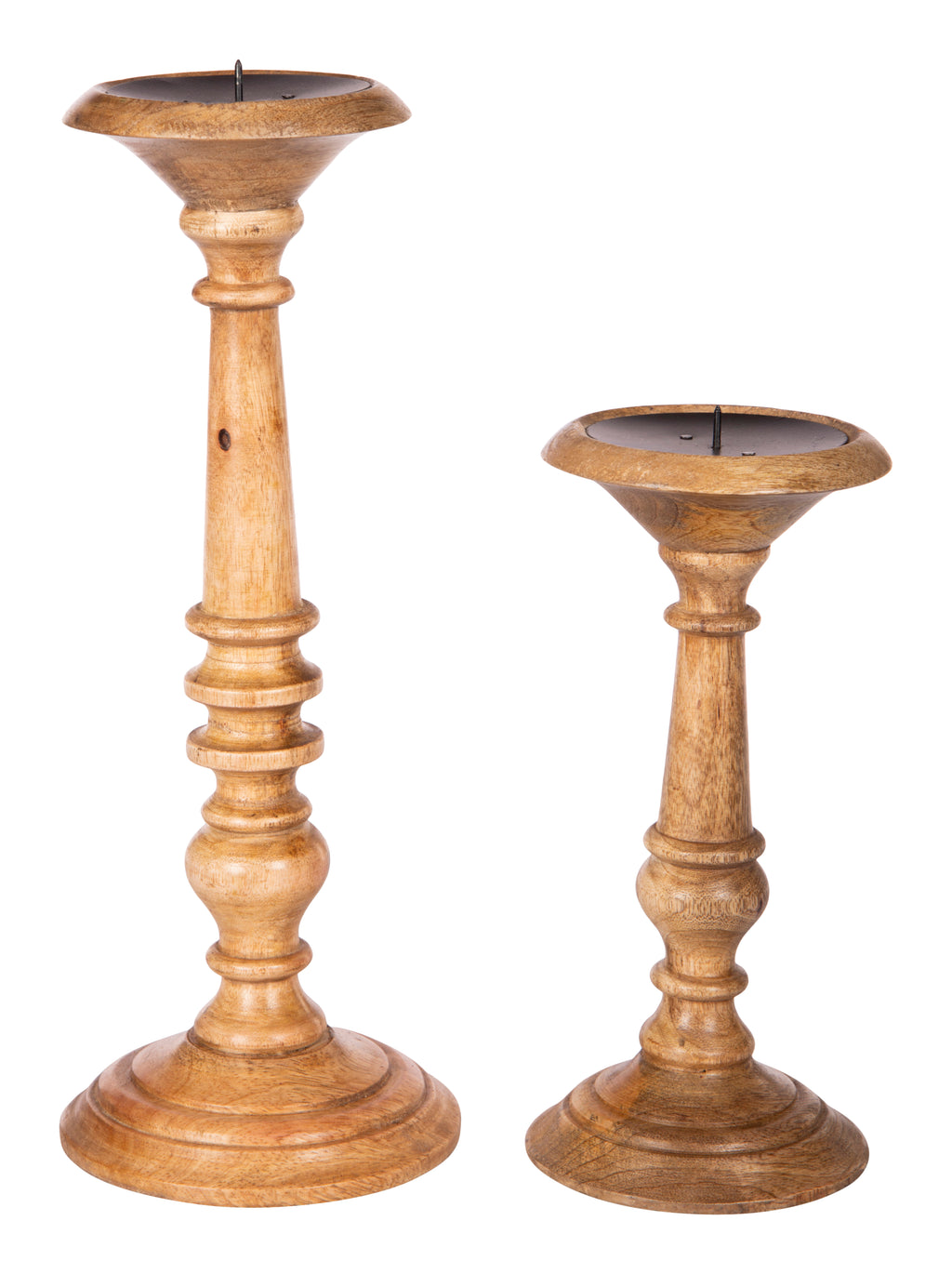 Anything & Everything Handmade Wooden Candle Holder Stand for Home Decor on Christmas and Diwali (Set of 2) - Natural