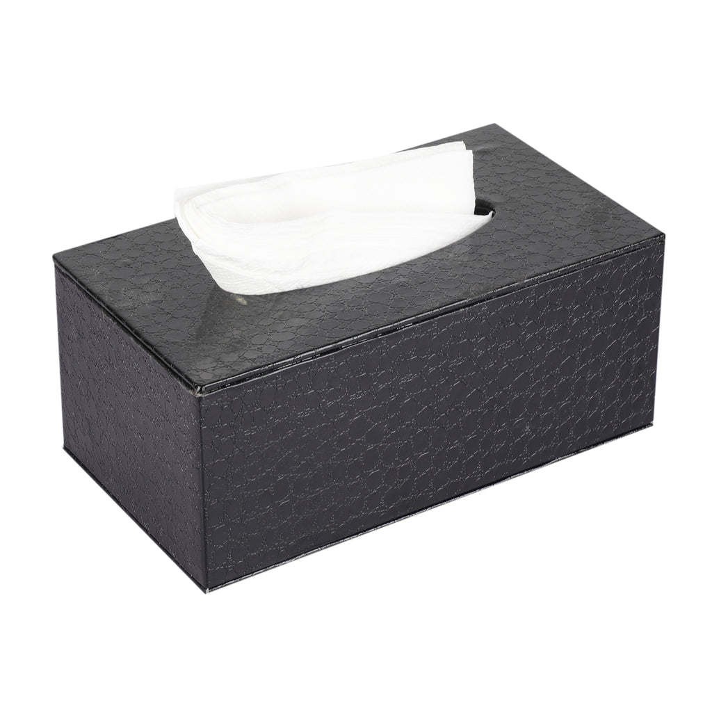 Anything & Everything Faux Leather Tissue Box Holder, Napkin Holder Box for Home and Car - Black Croc Print