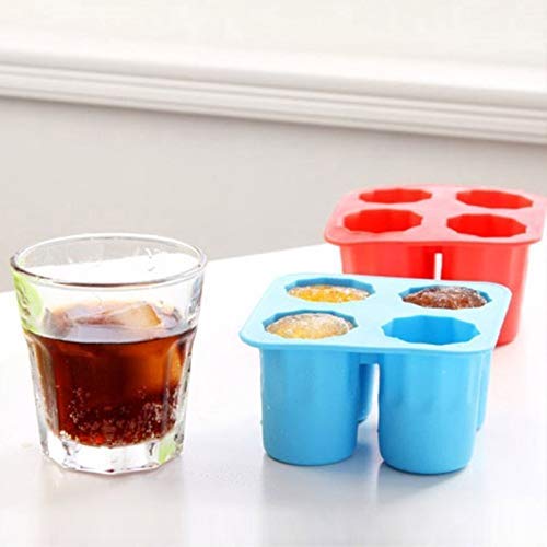 Anything & Everything Silicone Ice Shot Glass Maker 4 Cup Shape Ice Cube DIY Molds Trays Freeze Mould (Multicolor)
