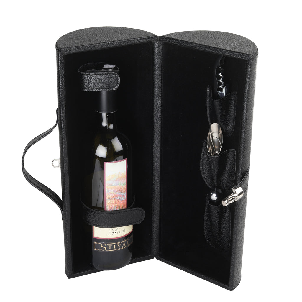 Anything & Everything Wine Box Set, Wine Box for Gifting, Wine Case, Wine Accessories Set (Black)