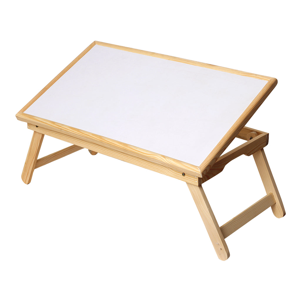 Anything & Everything Foldable Study Table | Table Mate | Wooden White Board Adjustable Folding Portable Laptop Table (White)