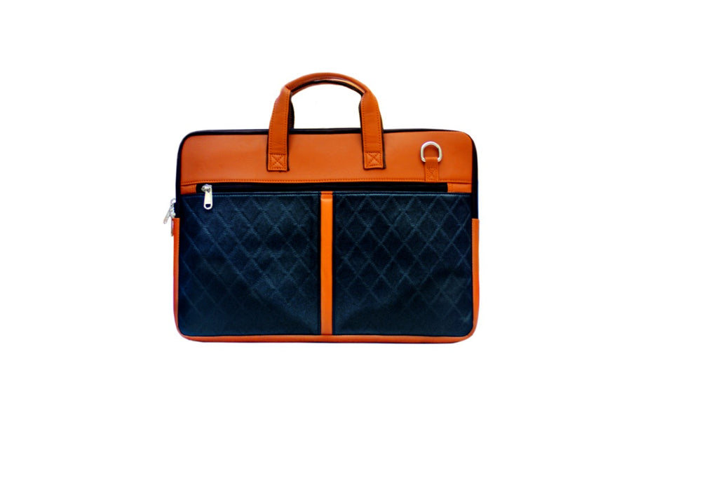 Anything & Everything PU Leather 15.6 Inch Laptop Shoulder Sling Office Travel Organizer Bag for Men & Women (Black/Brown)