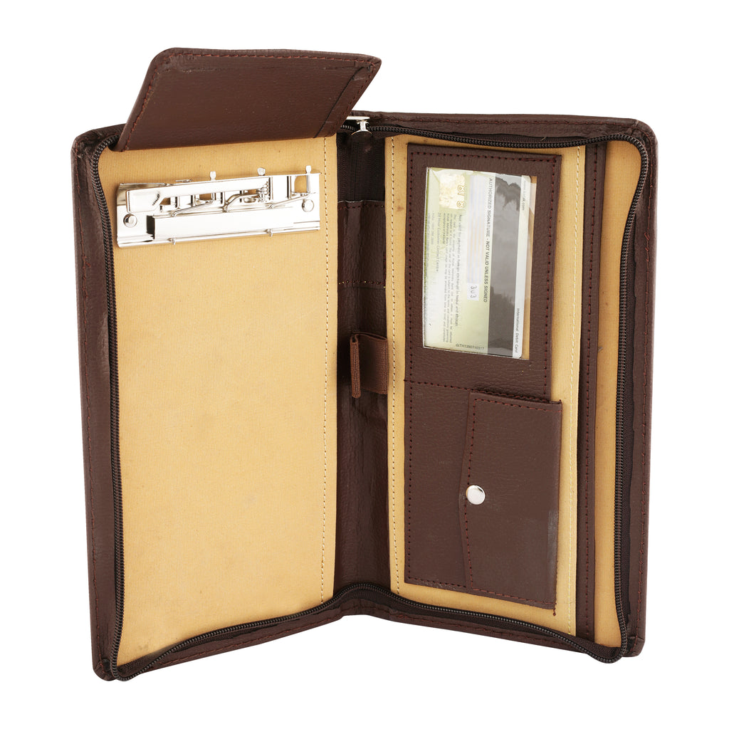 Anything & Everything Cheque Book Holder for Cards, Cheque Book, Documents / Traveling Wallet (Brown & Beige)