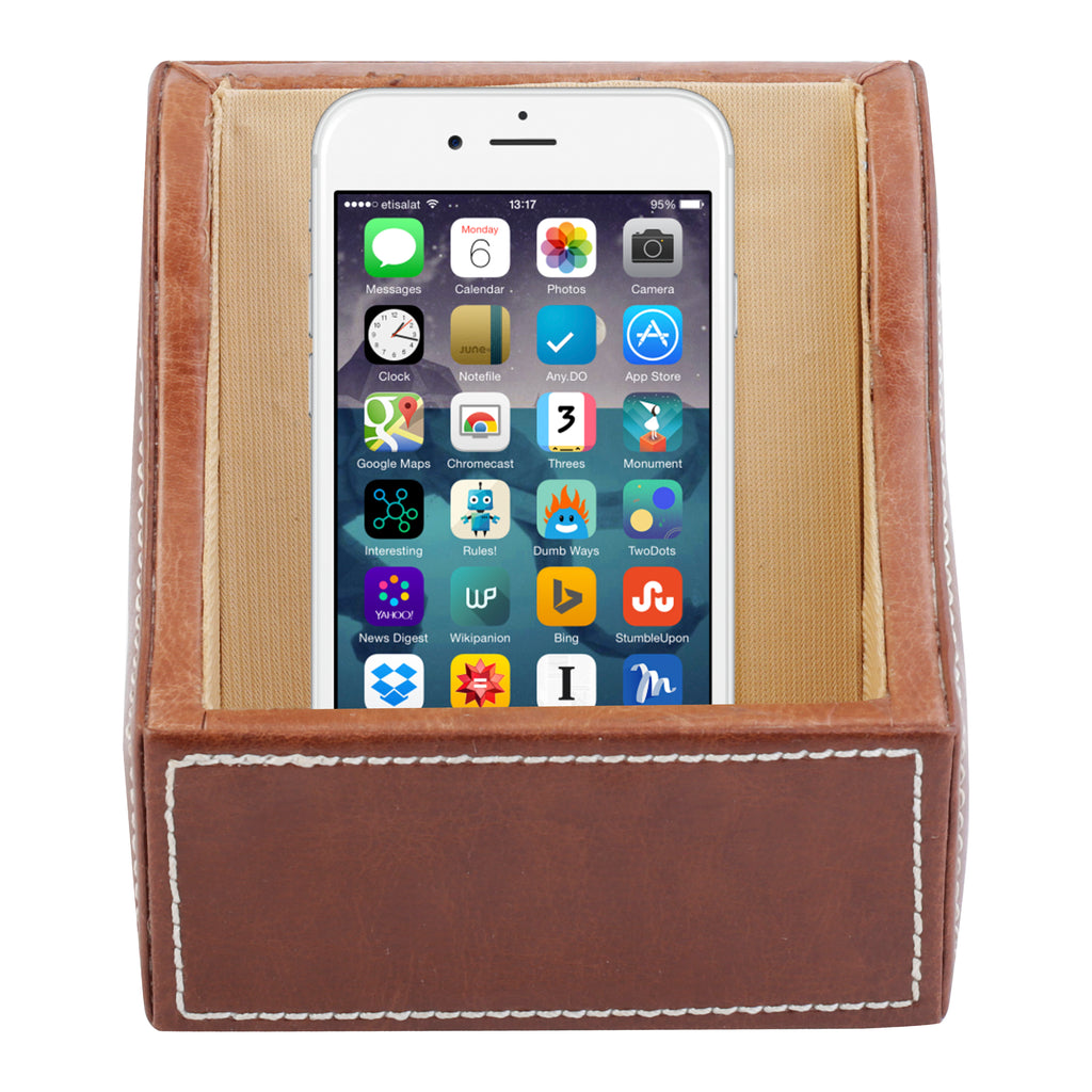 Anything & Everything PU Leatherette Mobile Stand and Holder (Tan)