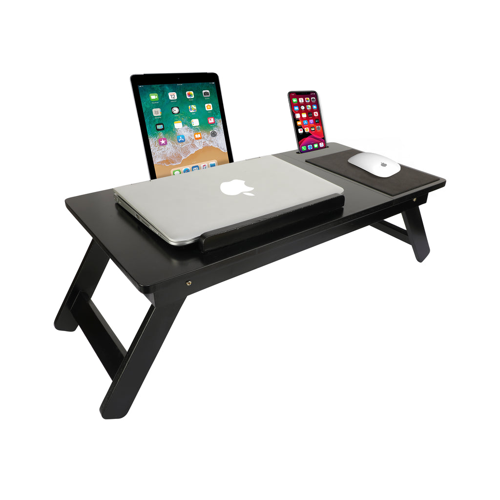 Anything & Everything Foldable Bed & Multi-Function Portable Laptop Table with Tablet Dock Stand,Mobile Holder & Mouse Pad | Bed Laptop Table (Black)