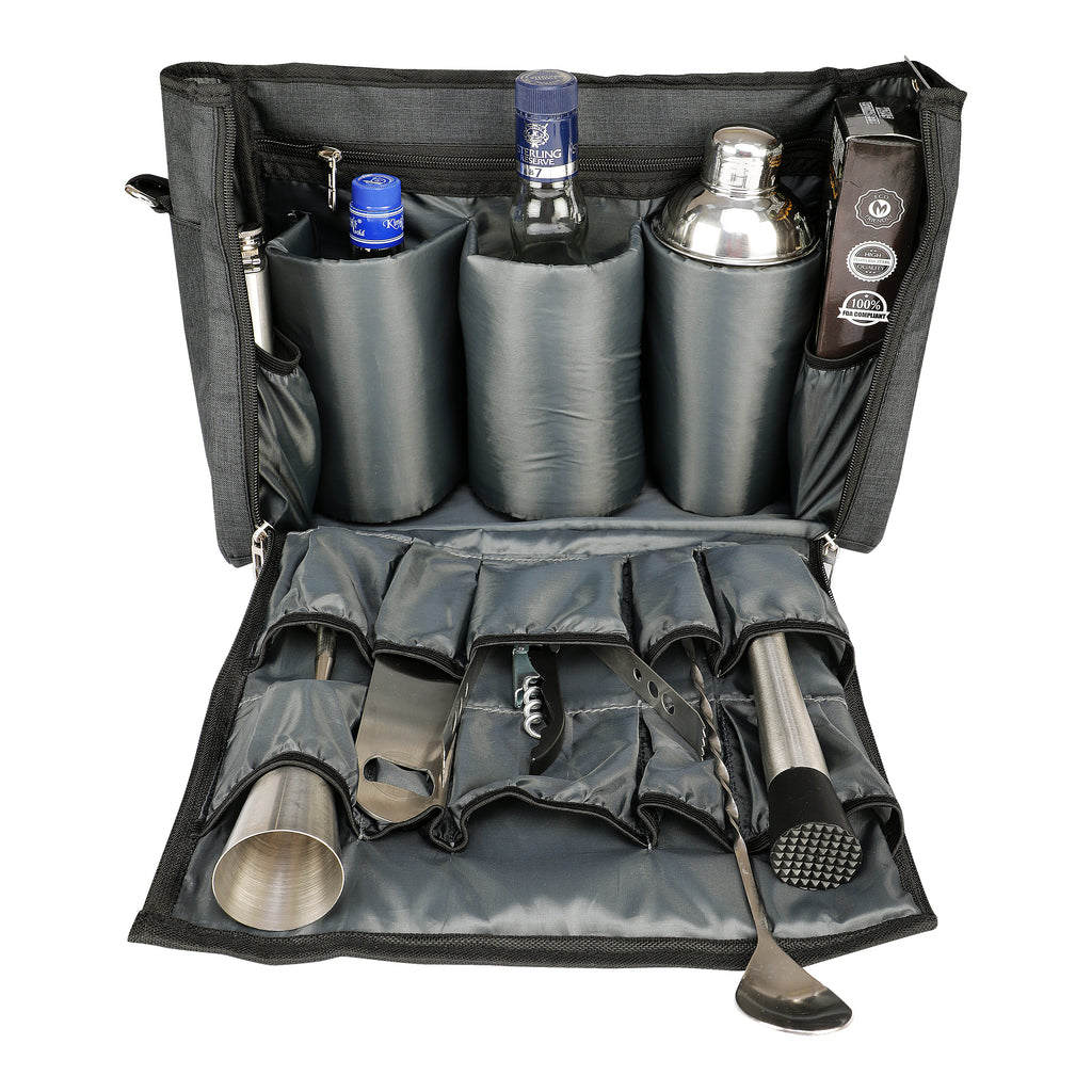 Anything & Everything Travel Bar Kit Bag | Easy to Carry Portable Mini Liquor Tool Set | Accessories for Picnics and Trips (with Accessories)
